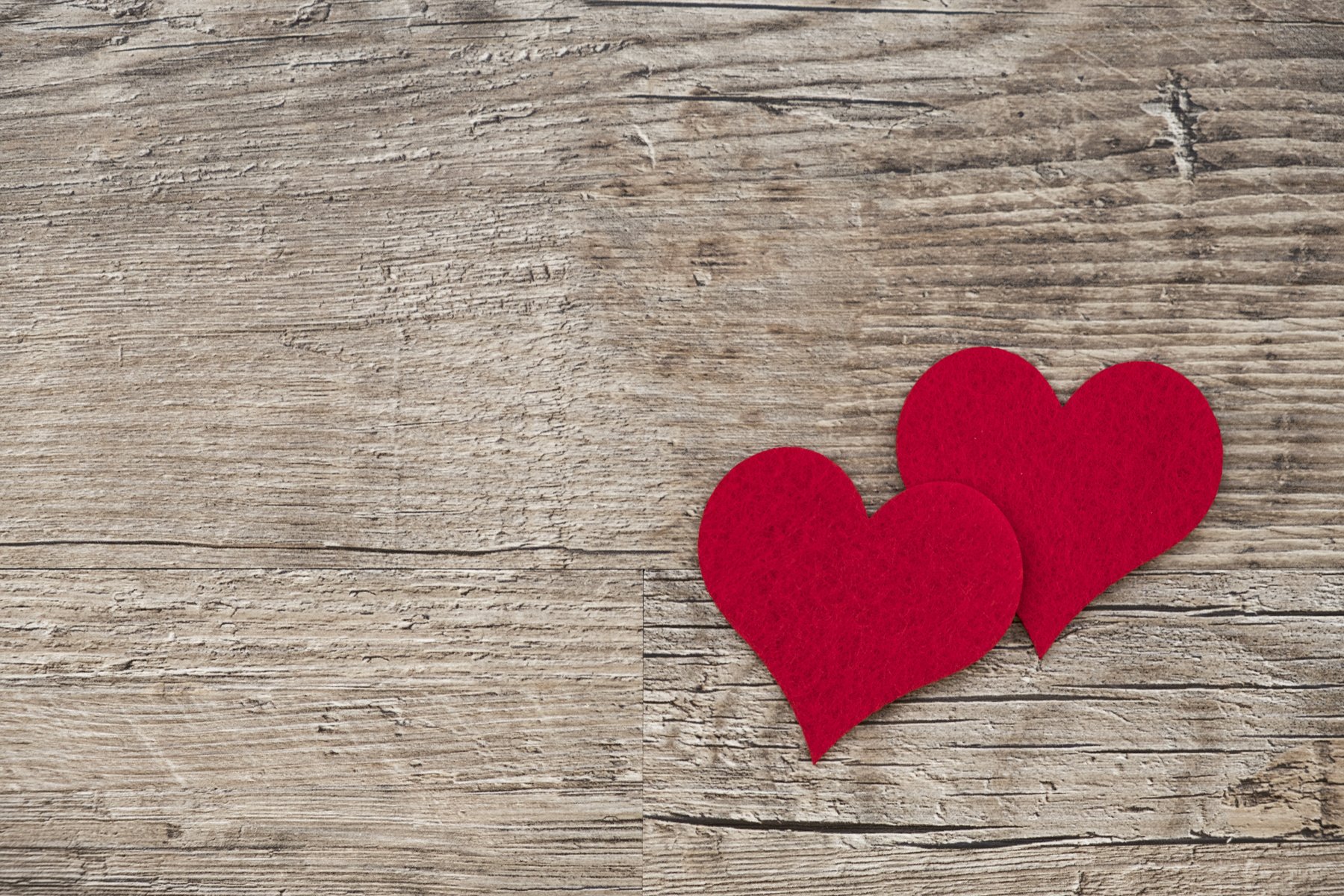 Hearts on a Wooden Surface