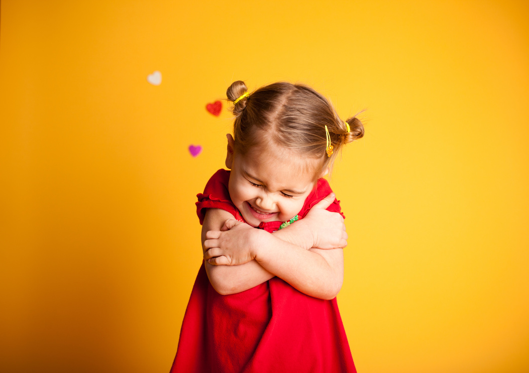 Great Big Valentine Hug, Cute Girl Hugging Herself